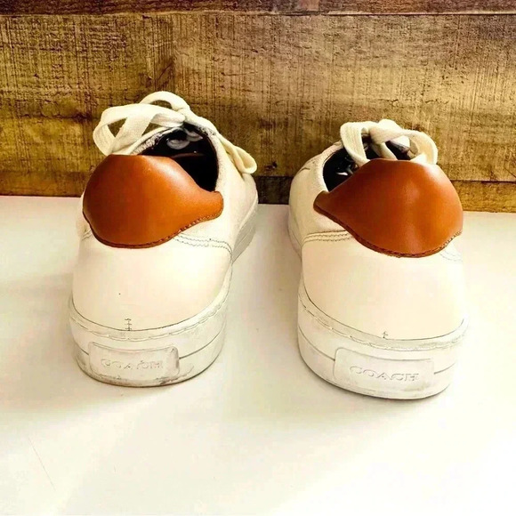 Coach Paddy Beige Suede Leather Chalk-Oatmeal / Saddle Brown Sneakers - Picture 5 of 8